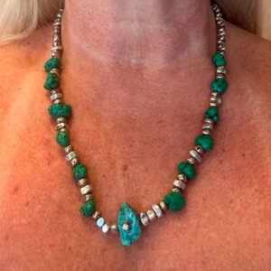 Colar Pedras Verde e Hematita